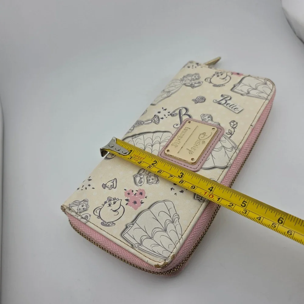 Loungefly Disney Beauty and the Beast Belle Zip Wallet Cream Pink Fair Tale READ